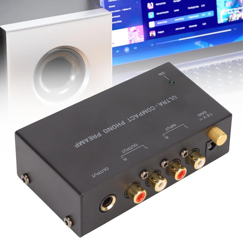 EIMSOAH PP400 Phono Turntable Preamp, Stereo Input Output Record Player Amplifier with Independent Knob Control, 100 240V (US Plug) - Image 1